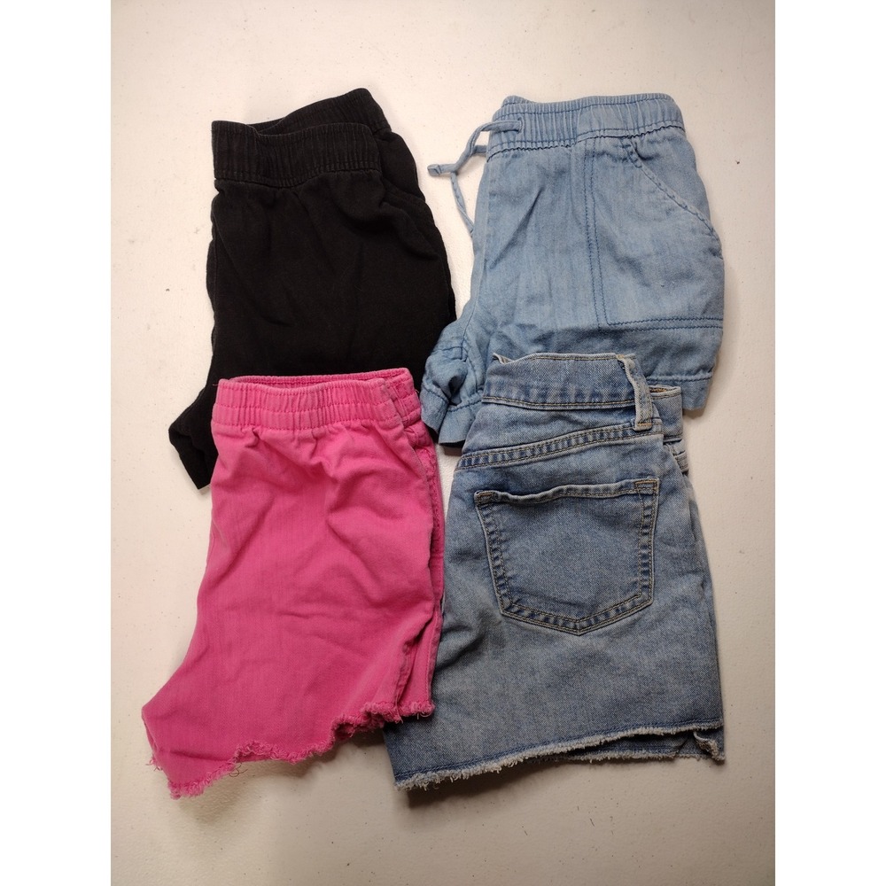 Girls Shorts Bundle Size 7/8 Denim Pink Black Blue 4pk